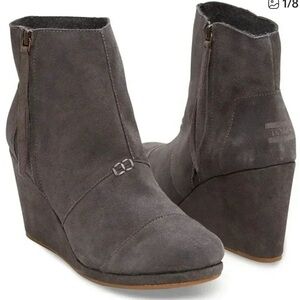 TOMS Desert Women's Charcoal Grey Wedge Zip Booties